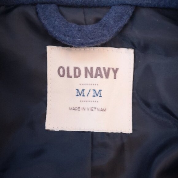 Old Navy Ladies Snap Closure Size Medium Belted Navy Coat - Picture 3 of 10